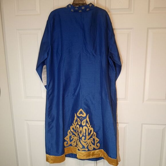 Ashro Plus Size Omari Pant Set Royal Blue /Gold African Caftan Sz 3X - Picture 2 of 16